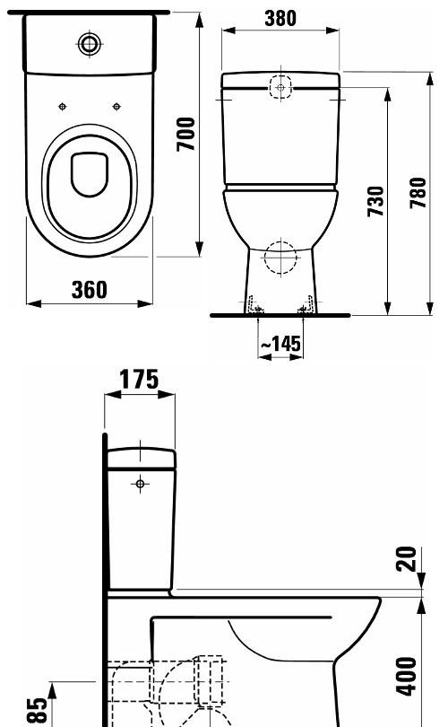 Laufen Pro, Унитаз компакт, 8.2495.8.000.000.1