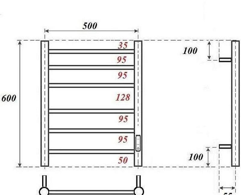 Полотенцесушитель электрический - Point, Аврора, 7.1x53.2x60 см, PN10856GR