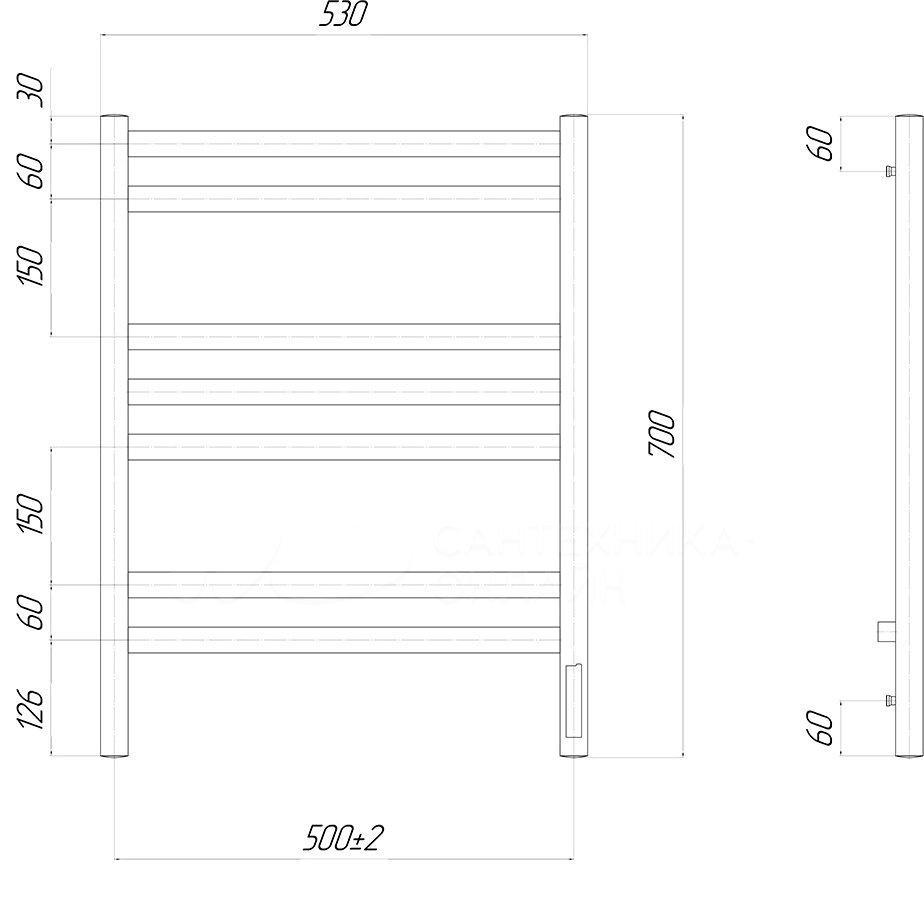 Полотенцесушитель электрический - Lemark, Melange, 6.8x53x70 см, LM49707Z