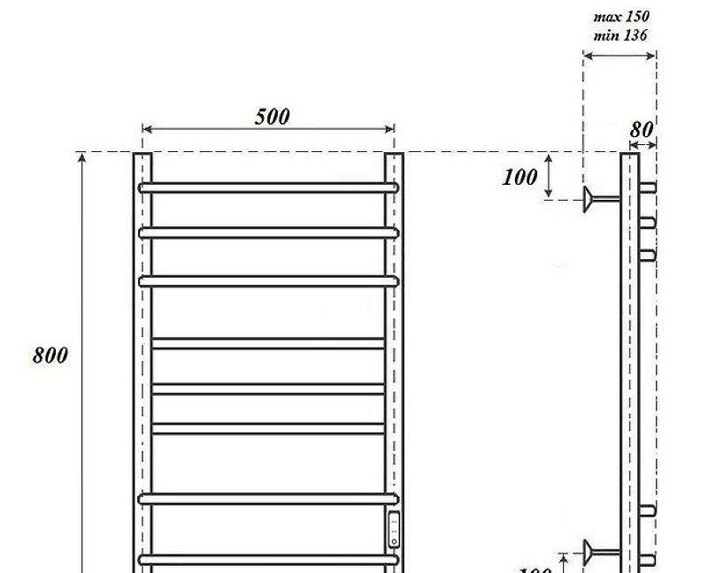 Полотенцесушитель электрический - Point, Сатурн, 15x53.2x80 см, PN90858B