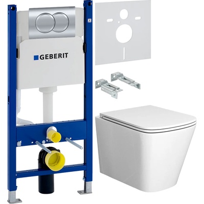 Geberit без коллекции, Унитаз подвесной с инсталляцией и кнопкой, 970-SET-MW