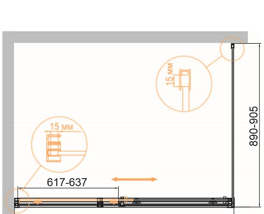 Душевой уголок - Cezares, Duet Soft-M, 90x161.6x195 см, DUET SOFT-M-AH-1-160/90-C-Cr