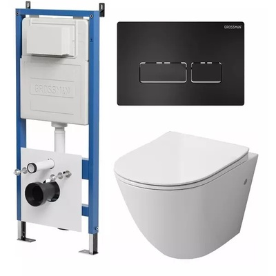 Grossman без коллекции, Унитаз подвесной с инсталляцией и кнопкой, 97.4411S.03.210