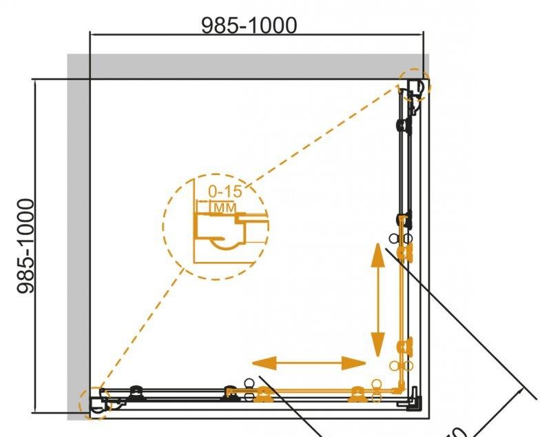 Душевой уголок - Cezares, Giubileo, 100x100x195 см, GIUBILEO-A-2-100-SCORREVOLE-CP-Br