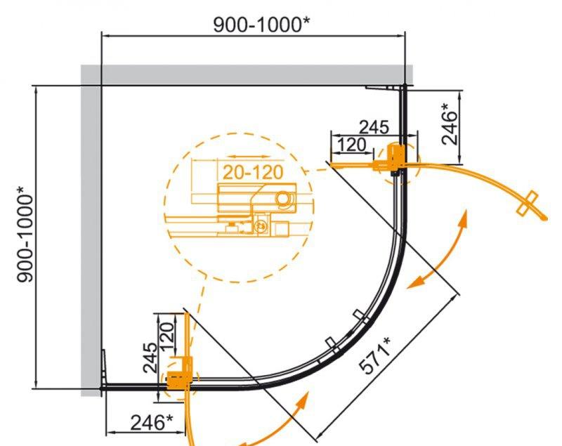 Душевой уголок - Cezares, Slider, 100x100x195 см, SLIDER-R-2-90/100-C-Cr