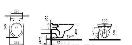 Vitra Spinflush, Унитаз подвесной с инсталляцией и кнопкой, 9842B003-7206