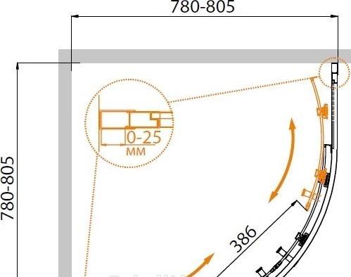 Душевой уголок - Cezares, Molveno, 80x80x190 см, MOLVENO-R-2-80-C-Cr-IV