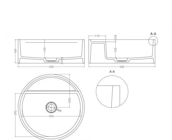 Раковина - Salini, Armonia, 45x45x16 см, 130127M