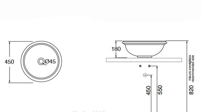 Раковина - Azzurra, Jubilaeum, 45x45x18 см, JULA04518000BI/(JUB50/APP bi)*0
