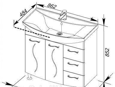 Aquanet Моника, Тумба с раковиной, 00212601