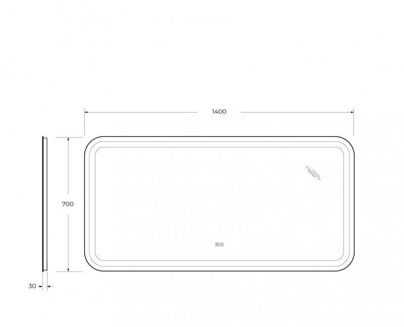 Cezares Stylus, Зеркало, CZR-SPC-STYLUS-1400-700-TCH-WARM