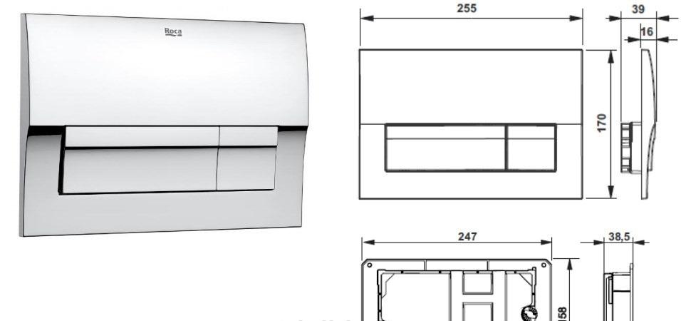Roca The Gap, Унитаз подвесной с инсталляцией и кнопкой, 893104100