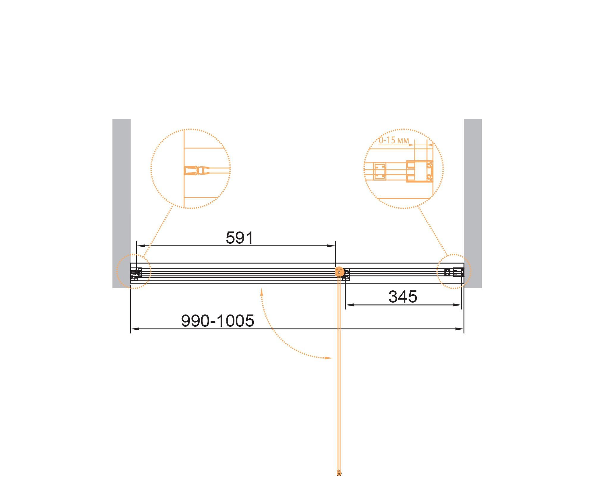 Душевая дверь - Cezares, Urban, 100x195 см, URBAN-B-12-100-C-NERO