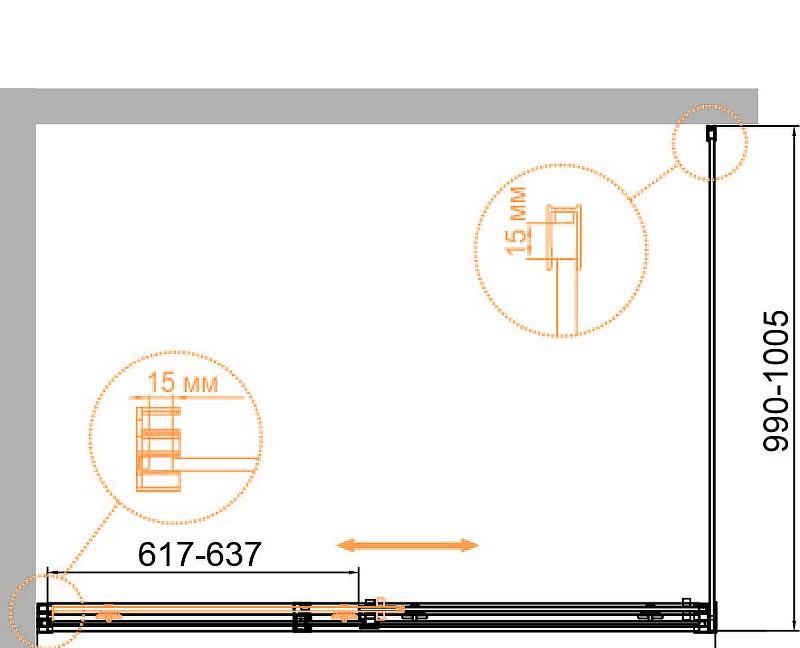Душевой уголок - Cezares, Duet Soft-M, 100.5x161.6x195 см, DUET SOFT-M-AH-1-160/100-C-Cr