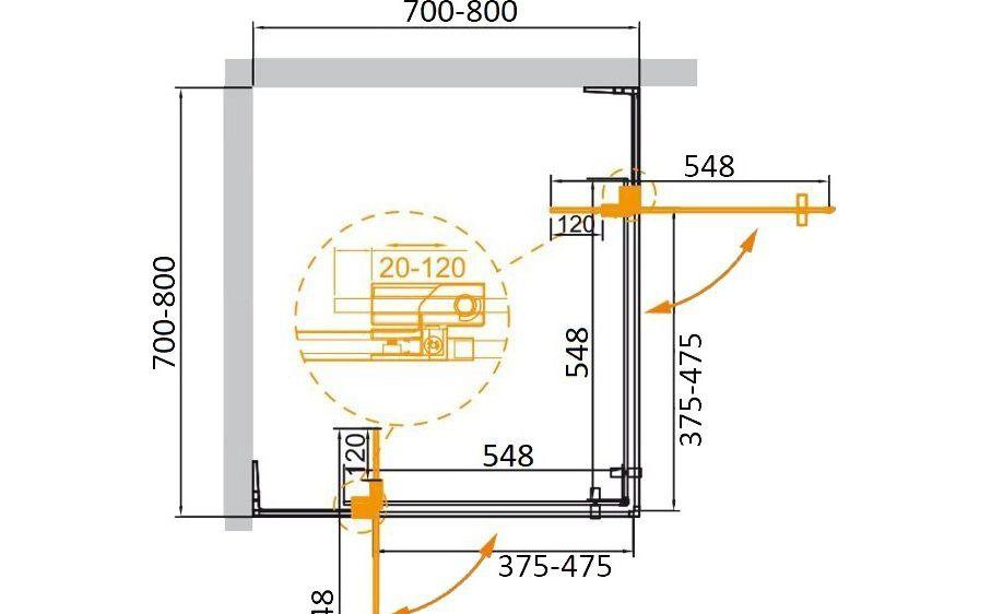 Душевой уголок - Cezares, Slider, 80x80x195 см, SLIDER-A-2-70/80-C-Cr