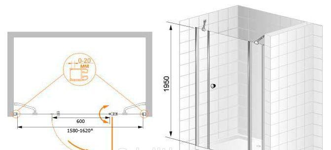 Душевая дверь - Cezares, Elena, 130x195 см, ELENA-W-60/40-P-Cr-L