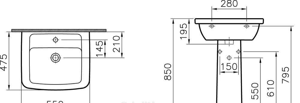Раковина - Vitra, Form 300, 47.5x55x19.5 см, GR-3026