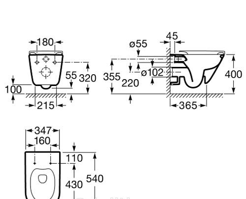 Roca Gap Rimless, Унитаз подвесной, 34647L000
