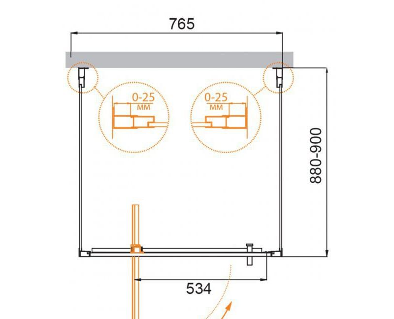 Душевой уголок - Cezares, Molveno, 90x80x195 см, MOLVENO-BA2-80/90-C-Cr-IV