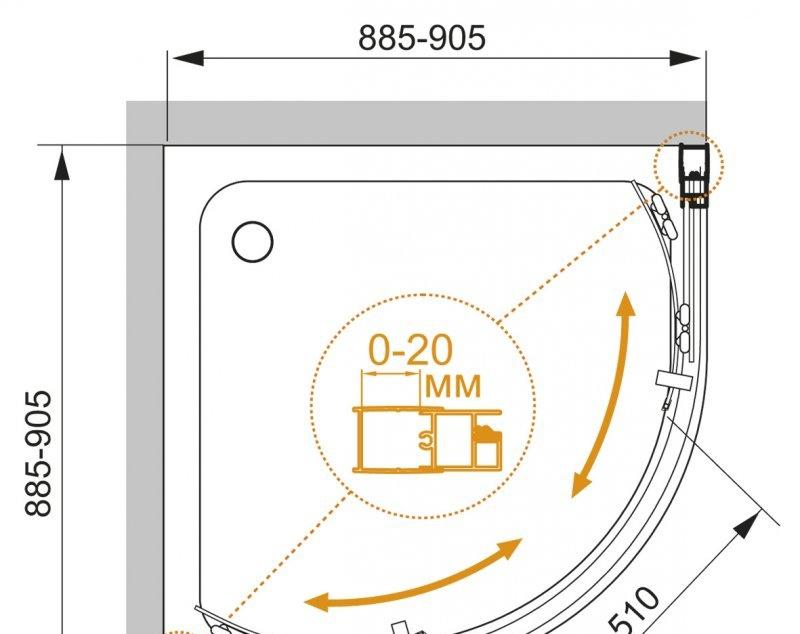 Душевой уголок - Cezares, Momento, 90x90x195 см, MOMENTO-R-2-90-C-Cr