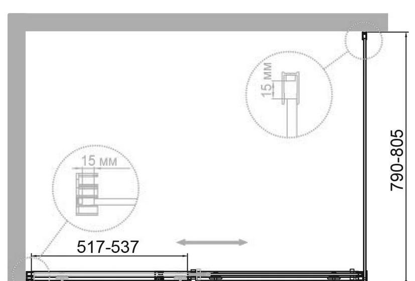 Душевой уголок - Cezares, Duet Soft-M, 80x120x195 см, DUET SOFT-M-AH-1-120/80-C-Cr
