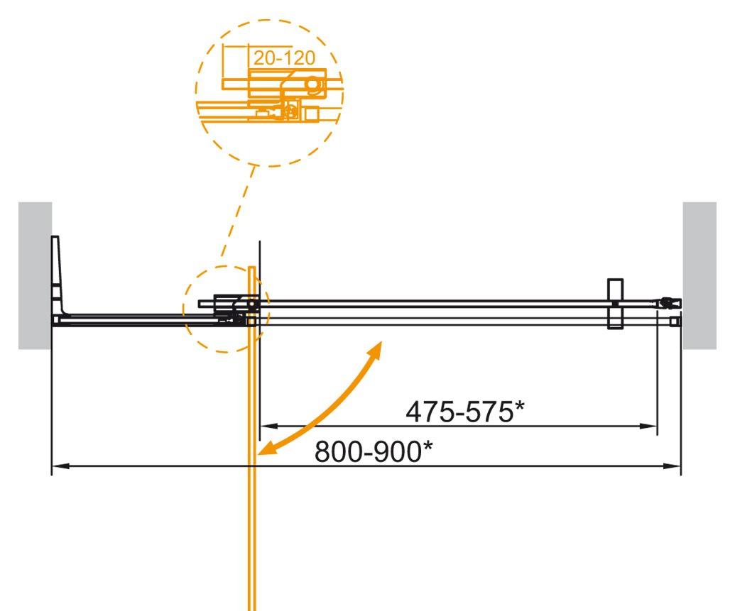 Душевая дверь - Cezares, без коллекции, 80x195 см, SLIDER-B-1-80/90-C-GM