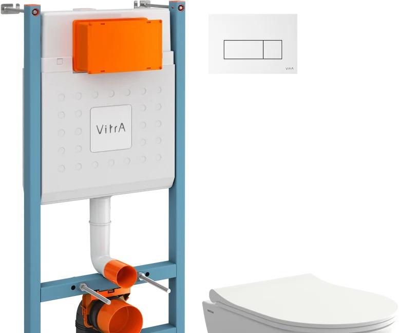 Vitra без коллекции, Унитаз подвесной с инсталляцией и кнопкой, 967-SET-2-W