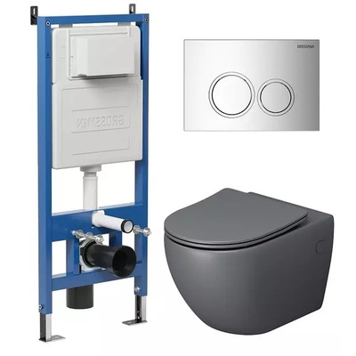 Grossman без коллекции, Унитаз подвесной с инсталляцией и кнопкой, 97.4411GMS.01.100