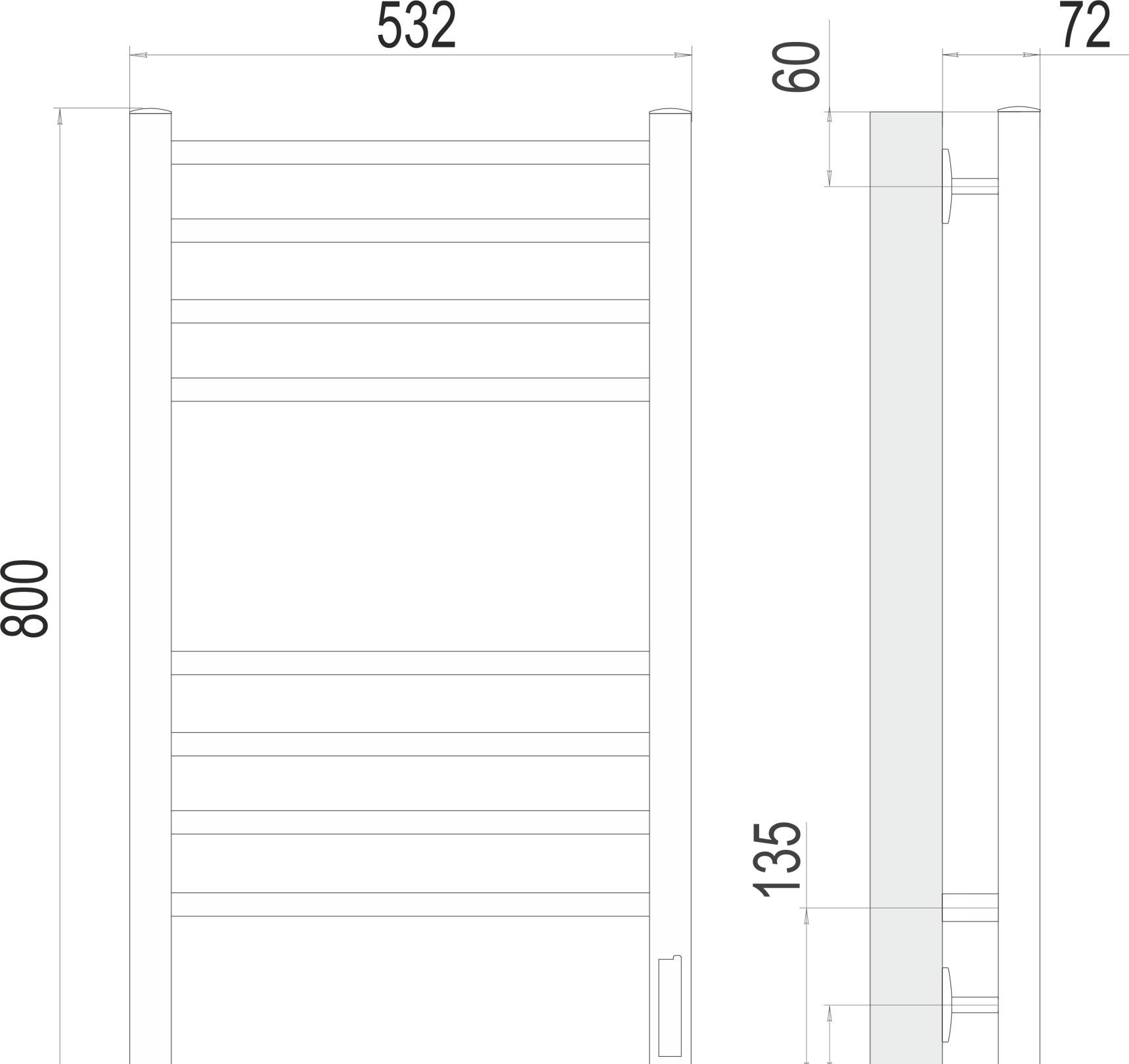 Полотенцесушитель электрический - Terminus, Аврора, 7.6x53.2x80 см, 4670078527493