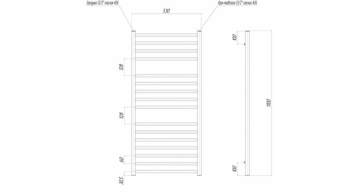 Полотенцесушитель водяной - Lemark, Unit, 7x50x110 см, LM45116