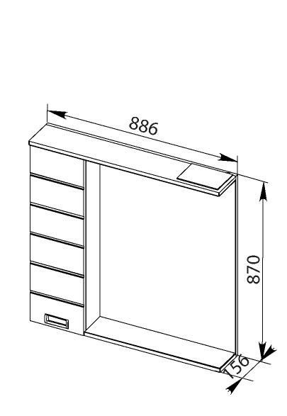Aquanet Доминика, Шкаф-зеркало, ENERGIA-N-800-2C-PIA-BL