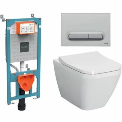 Vitra Integra Round, Унитаз подвесной с инсталляцией и кнопкой, 9856B003-7206