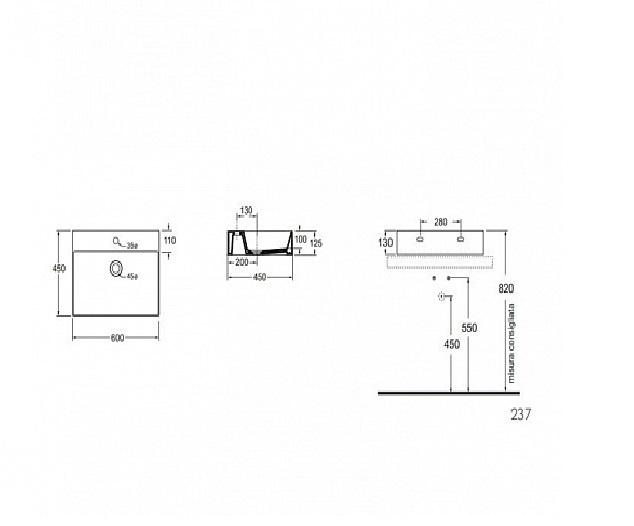 Azzurra Elegance, Раковина, ELLP060450QMBI/(EQA60M bi)*1