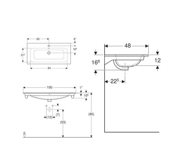 Geberit Renova Plan, Раковина, 122200000