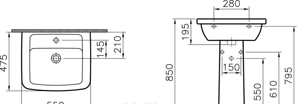 Vitra Form 300, Раковина, 9602B003-7650