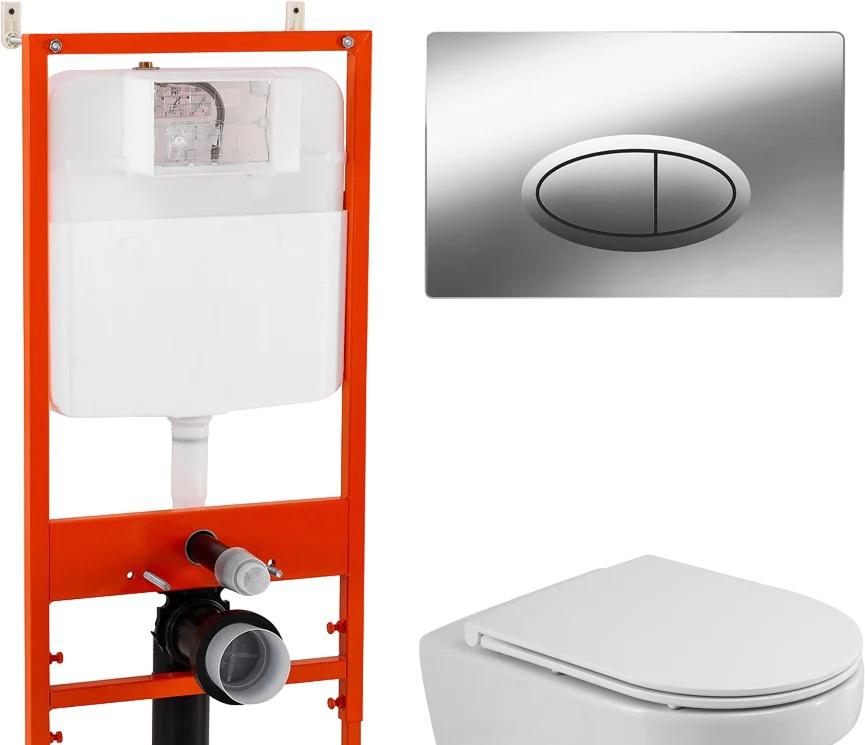 Cezares Duet, Унитаз подвесной с инсталляцией и кнопкой, CZR-2462-TH-TOR/CZR-870-SC/BB026/BB051CR