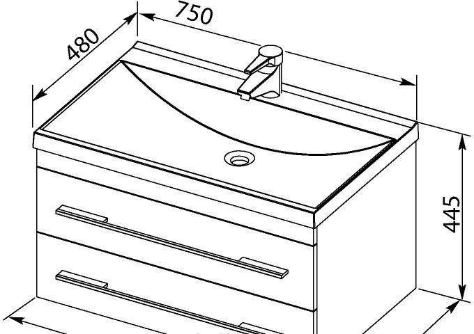 Aquanet Нота, Тумба с раковиной, 00287707