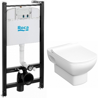 Roca Dama Senso, Унитаз подвесной с инсталляцией и кнопкой, 893104680