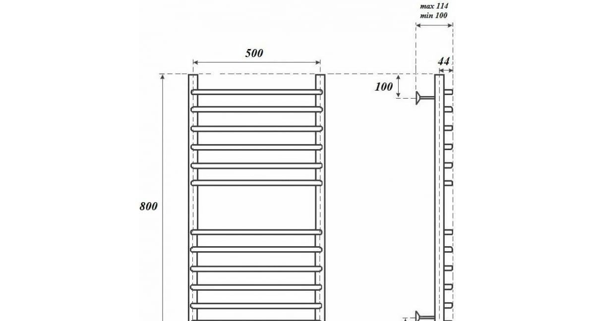 Полотенцесушитель электрический - Point, Альфа, 11.4x50x80 см, PN05158SE