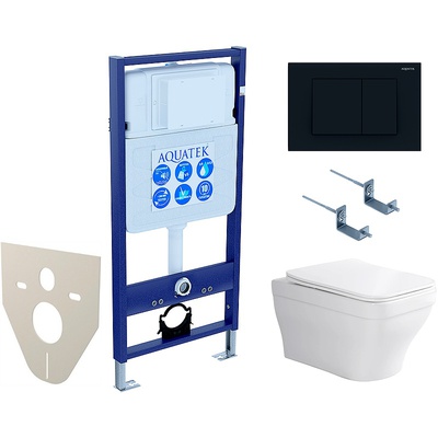 Aquatek Амадео, Унитаз подвесной с инсталляцией и кнопкой, SET AQUATEK АМАДЕО-012 4в1