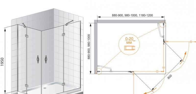 Душевой уголок - Cezares, Bergamo, 120x90x195 см, BERGAMO-W-AH-2-120/90-P-Cr-R / BERGAMO-AH-2-120/90-P-Cr-R