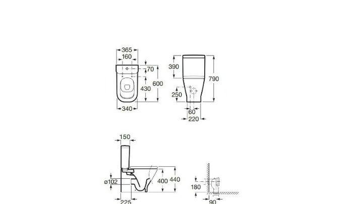 Roca Gap Rimless, Унитаз компакт, 34273700H