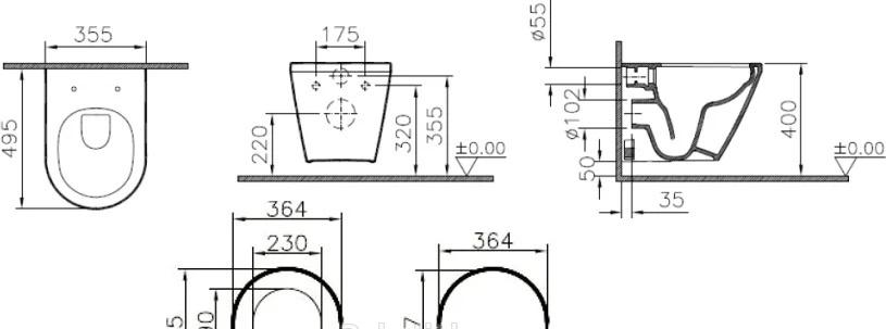 Vitra Integra, Унитаз подвесной с инсталляцией и кнопкой, 9856B003-7200