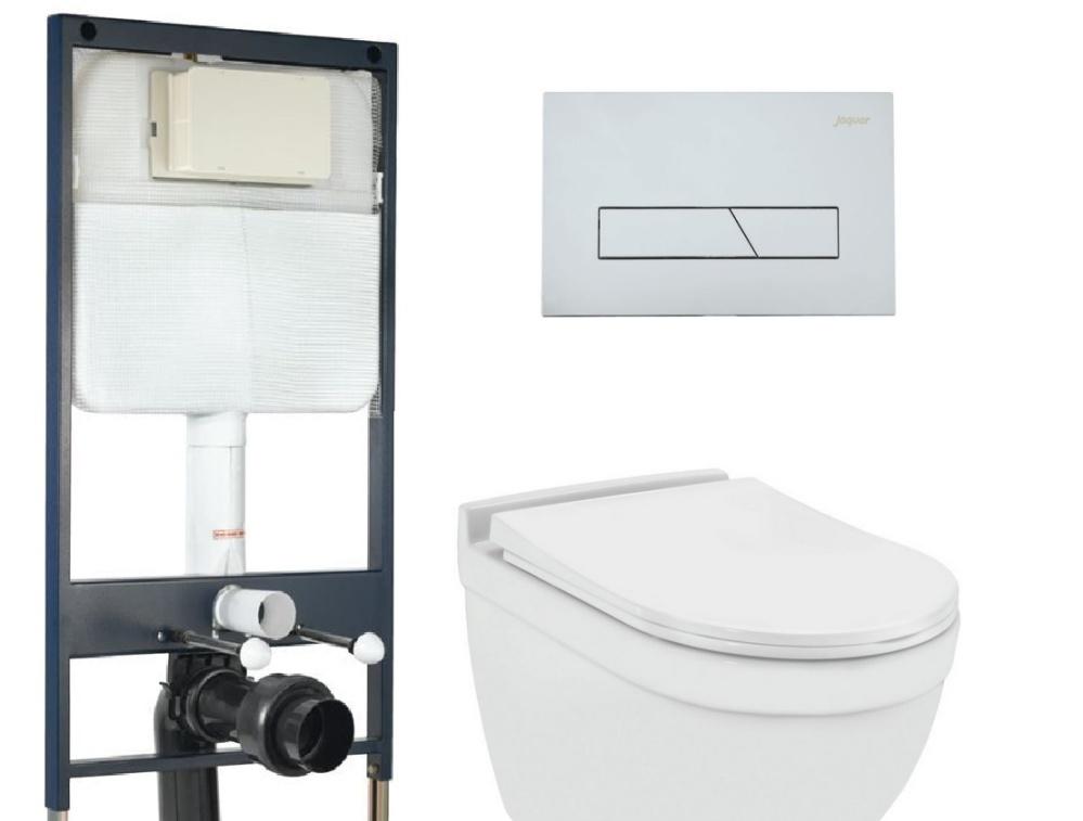 Jaquar Solo, Унитаз подвесной с инсталляцией и кнопкой, JAQUAR-WC-SET-03