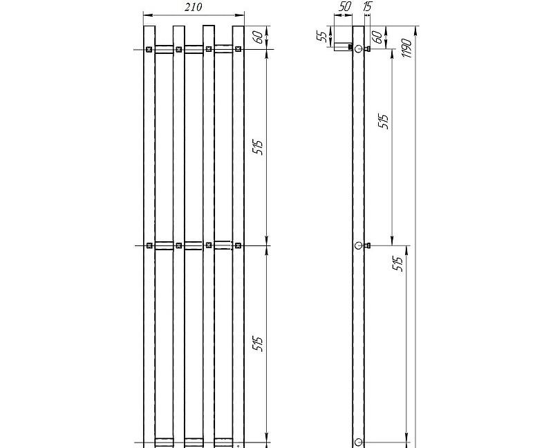 Полотенцесушитель электрический - Point, Гермес, 9.7x21.2x119 см, PN13832B