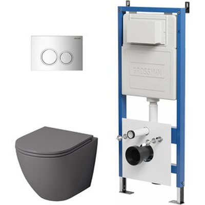 Grossman без коллекции, Унитаз подвесной с инсталляцией и кнопкой, 97.4455GMS.01.100