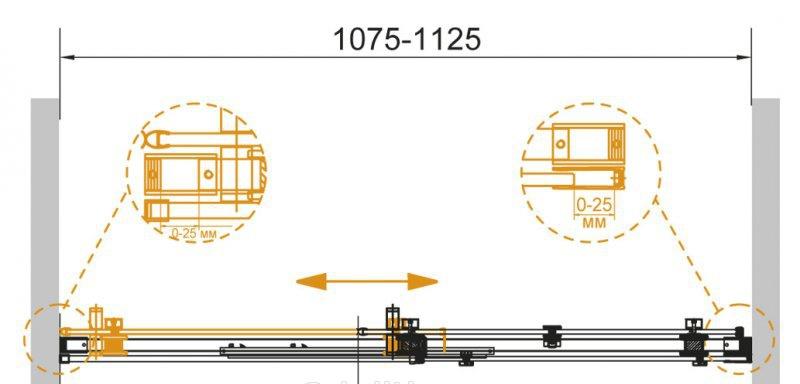 Душевая дверь - Cezares, Stylus Soft, 110x195 см, STYLUS-SOFT-BF-1-110-C-Cr