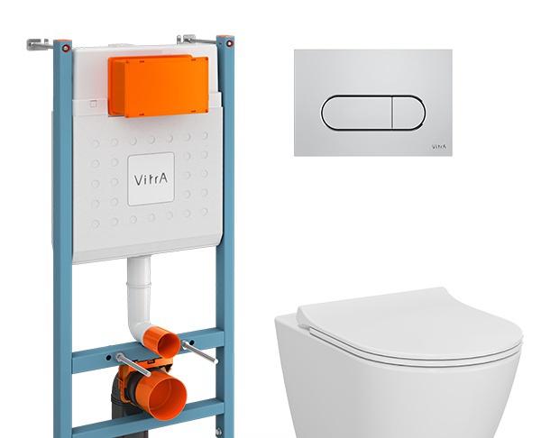 Vitra Sanibelle, Унитаз подвесной с инсталляцией и кнопкой, 9878B003-7200