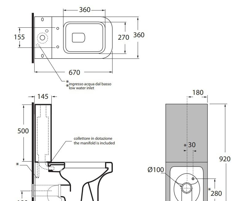 Azzurra Tulip, Унитаз компакт, TUL100B1/MBS=TUL100B1/MBP