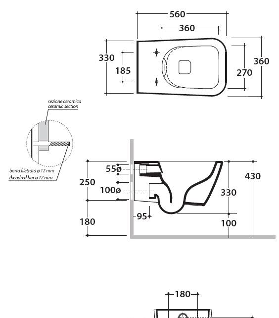 Globo Stone, Унитаз подвесной, STS06.BI